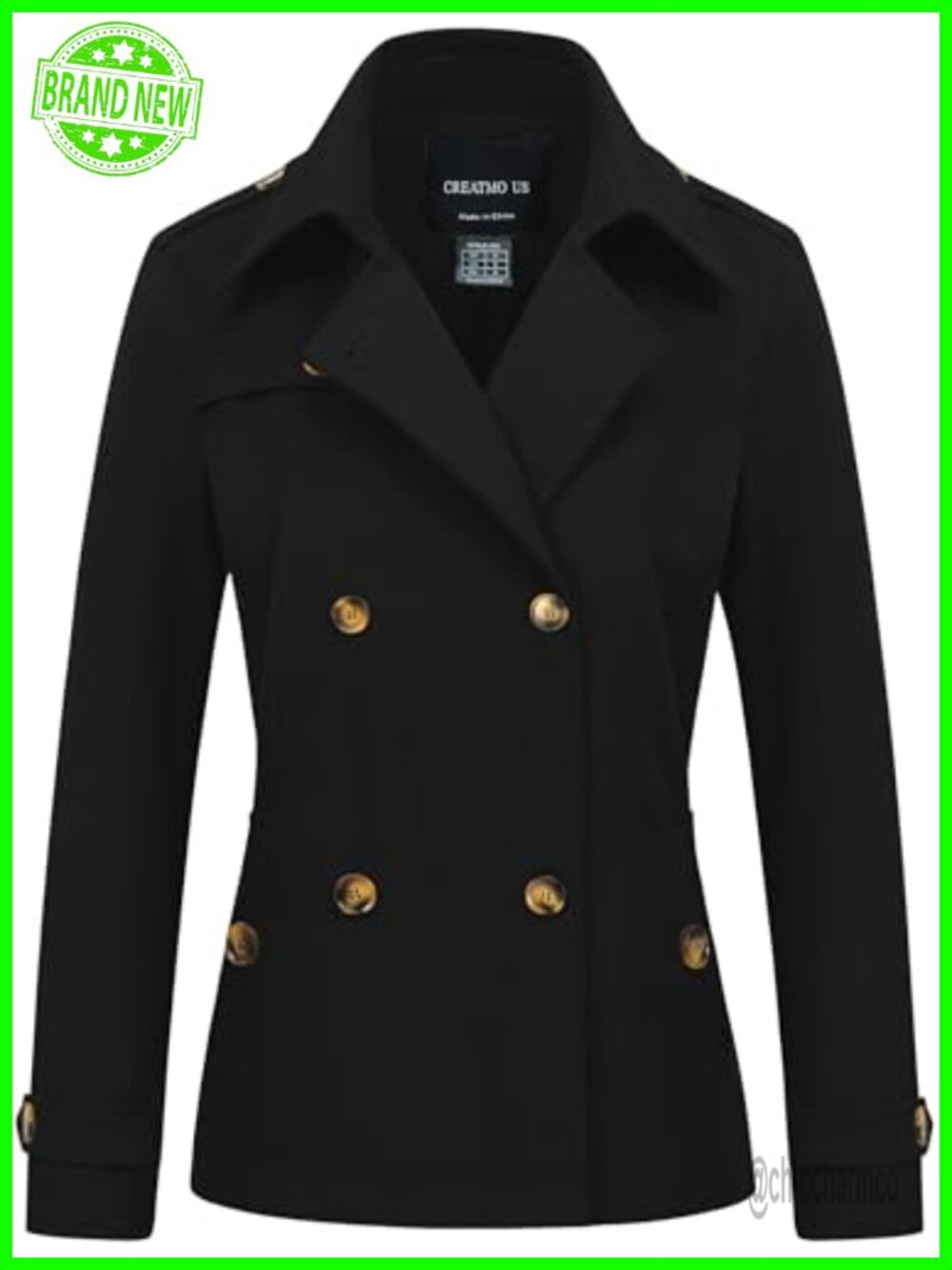 Cropped Trench Coat Double Breasted Water Repellent Lightweight